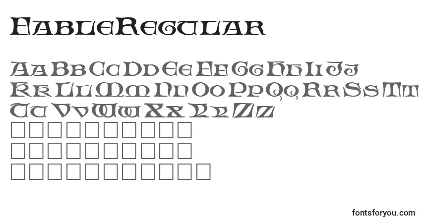 A fonte FableRegular – alfabeto, números, caracteres especiais
