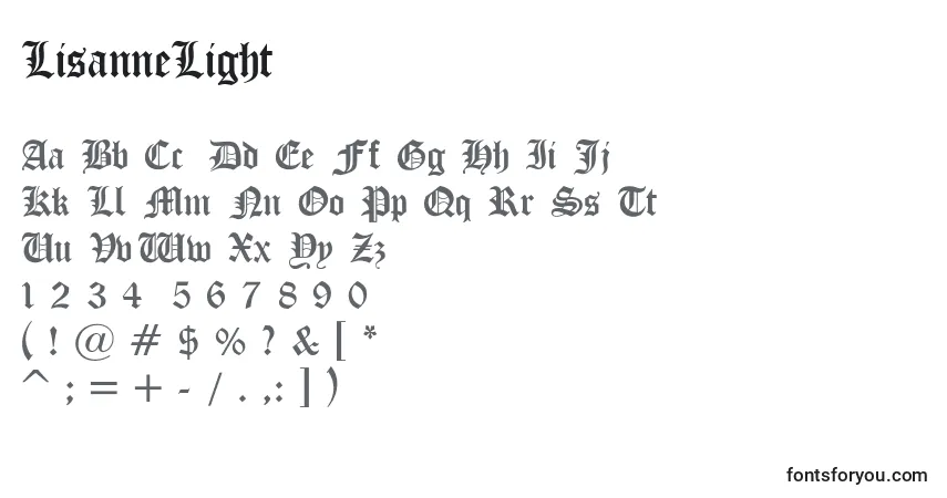 LisanneLight-fontti – aakkoset, numerot, erikoismerkit