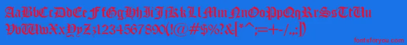 LisanneLight Font – Red Fonts on Blue Background