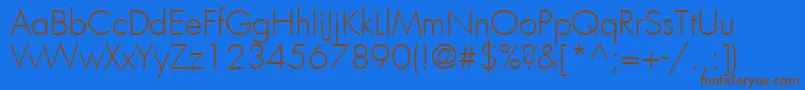 フォントKudosLightSsiLight – 茶色の文字が青い背景にあります。