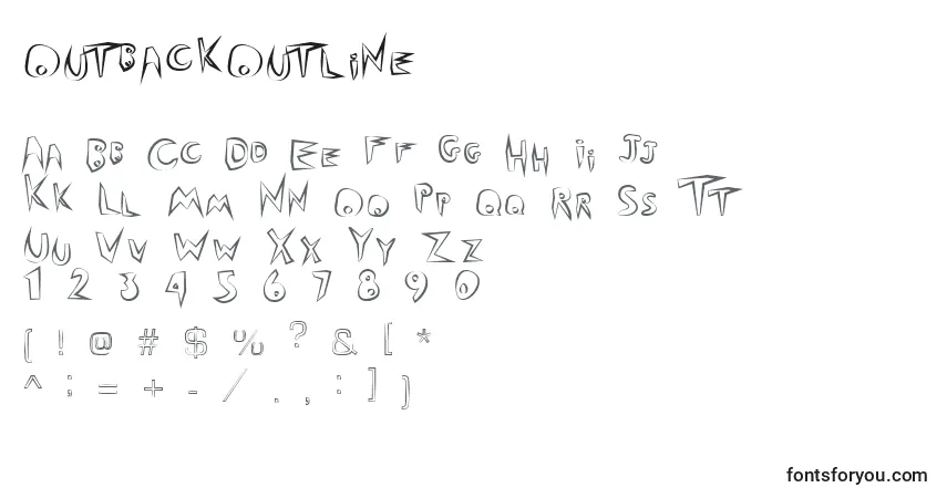 Шрифт OutbackOutline – алфавит, цифры, специальные символы