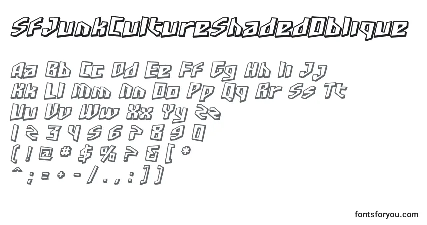 Шрифт SfJunkCultureShadedOblique – алфавит, цифры, специальные символы