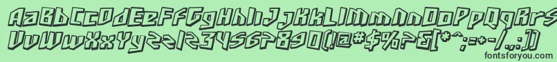 SfJunkCultureShadedOblique-fontti – mustat fontit vihreällä taustalla