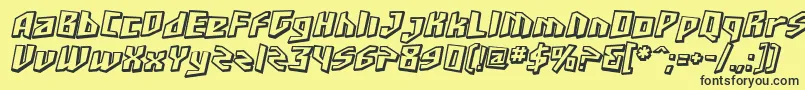 SfJunkCultureShadedOblique-Schriftart – Schwarze Schriften auf gelbem Hintergrund