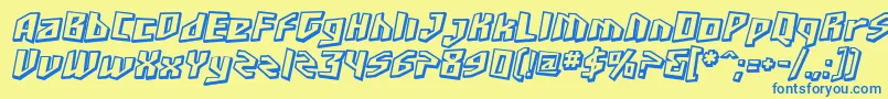SfJunkCultureShadedOblique-fontti – siniset fontit keltaisella taustalla