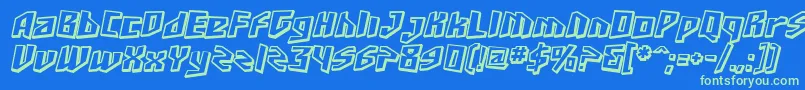 Шрифт SfJunkCultureShadedOblique – зелёные шрифты на синем фоне