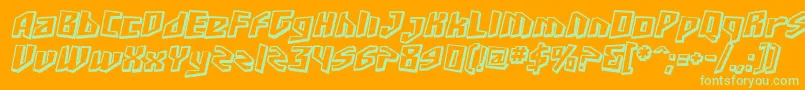 SfJunkCultureShadedOblique-Schriftart – Grüne Schriften auf orangefarbenem Hintergrund