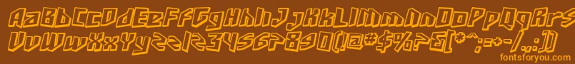 SfJunkCultureShadedOblique-Schriftart – Orangefarbene Schriften auf braunem Hintergrund