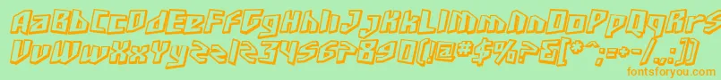 SfJunkCultureShadedOblique-Schriftart – Orangefarbene Schriften auf grünem Hintergrund