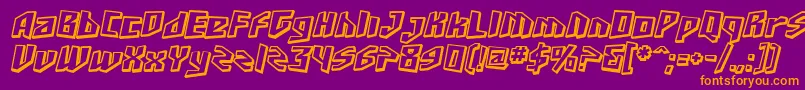 SfJunkCultureShadedOblique-Schriftart – Orangefarbene Schriften auf violettem Hintergrund