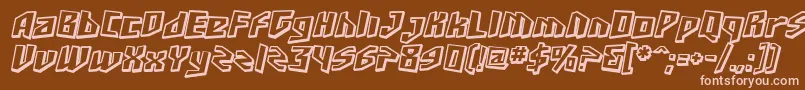 SfJunkCultureShadedOblique-fontti – vaaleanpunaiset fontit ruskealla taustalla