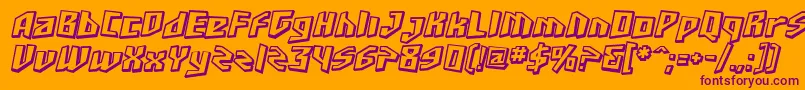 SfJunkCultureShadedOblique-fontti – violetit fontit oranssilla taustalla