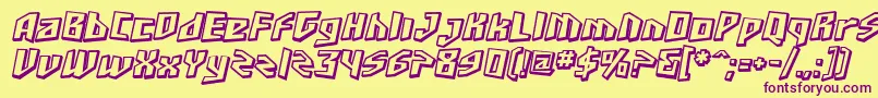 SfJunkCultureShadedOblique-Schriftart – Violette Schriften auf gelbem Hintergrund