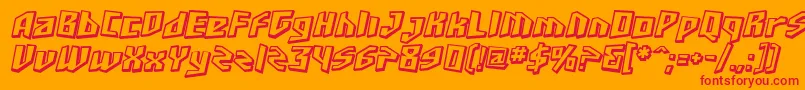 SfJunkCultureShadedOblique-Schriftart – Rote Schriften auf orangefarbenem Hintergrund