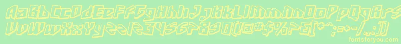 SfJunkCultureShadedOblique-Schriftart – Gelbe Schriften auf grünem Hintergrund