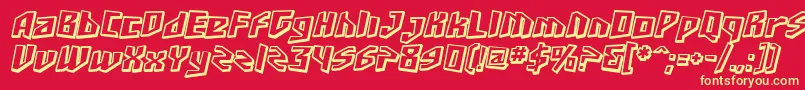 SfJunkCultureShadedOblique-Schriftart – Gelbe Schriften auf rotem Hintergrund