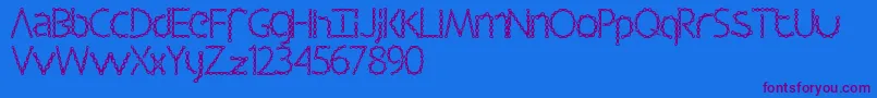 Barbalicious-Schriftart – Violette Schriften auf blauem Hintergrund