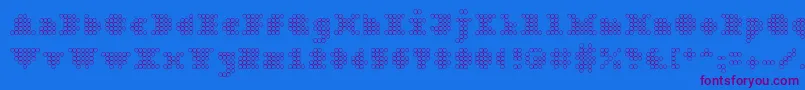 Czcionka BarDot – fioletowe czcionki na niebieskim tle