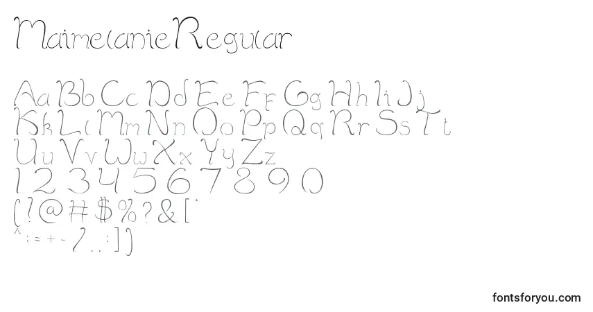 Schriftart MaimelanieRegular – Alphabet, Zahlen, spezielle Symbole