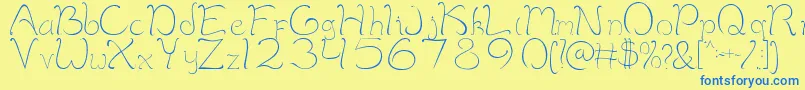 MaimelanieRegular Font – Blue Fonts on Yellow Background