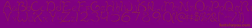 MaimelanieRegular-Schriftart – Braune Schriften auf violettem Hintergrund