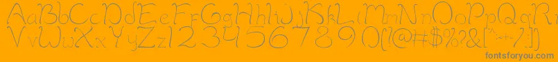 MaimelanieRegular-Schriftart – Graue Schriften auf orangefarbenem Hintergrund