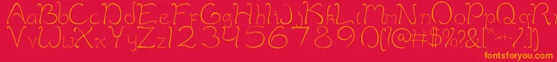 フォントMaimelanieRegular – 赤い背景にオレンジの文字