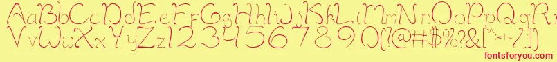 MaimelanieRegular Font – Red Fonts on Yellow Background