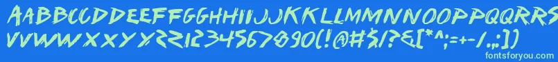 Iwant Font – Green Fonts on Blue Background