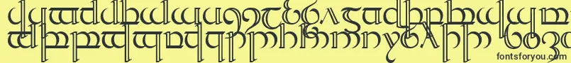 Quencap2-Schriftart – Schwarze Schriften auf gelbem Hintergrund
