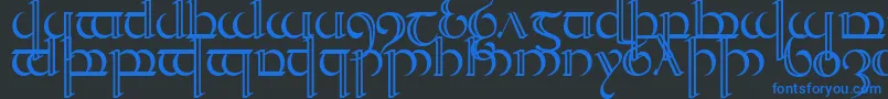 Quencap2-fontti – siniset fontit mustalla taustalla