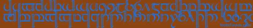 フォントQuencap2 – 茶色の背景に青い文字