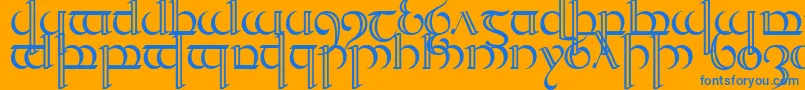 Quencap2-Schriftart – Blaue Schriften auf orangefarbenem Hintergrund
