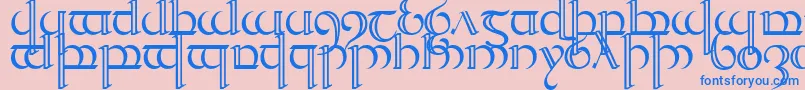フォントQuencap2 – ピンクの背景に青い文字