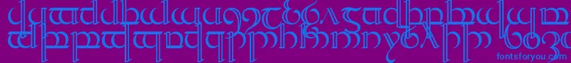 フォントQuencap2 – 紫色の背景に青い文字