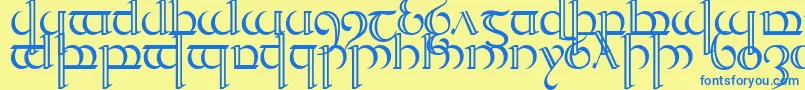 Quencap2-fontti – siniset fontit keltaisella taustalla