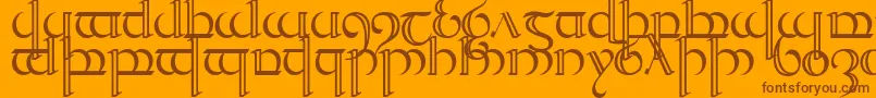 Quencap2-Schriftart – Braune Schriften auf orangefarbenem Hintergrund