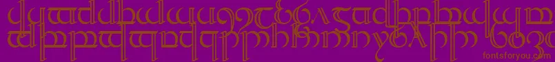 フォントQuencap2 – 紫色の背景に茶色のフォント