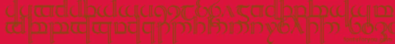 Quencap2-fontti – ruskeat fontit punaisella taustalla