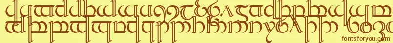 Quencap2-Schriftart – Braune Schriften auf gelbem Hintergrund