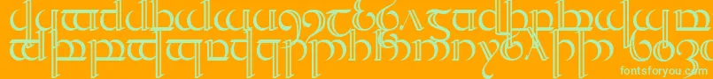Шрифт Quencap2 – зелёные шрифты на оранжевом фоне