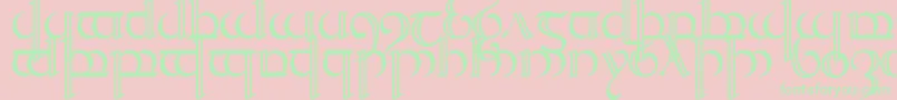 Quencap2-fontti – vihreät fontit vaaleanpunaisella taustalla