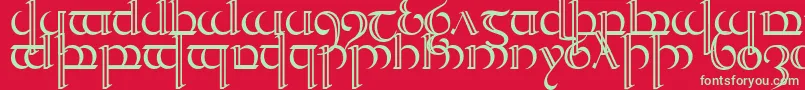 Quencap2-Schriftart – Grüne Schriften auf rotem Hintergrund