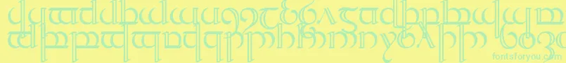 フォントQuencap2 – 黄色い背景に緑の文字