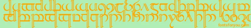 Quencap2-fontti – oranssit fontit vihreällä taustalla