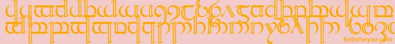 フォントQuencap2 – オレンジの文字がピンクの背景にあります。