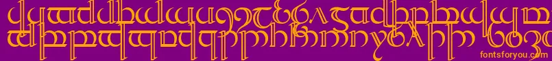 Quencap2-fontti – oranssit fontit violetilla taustalla