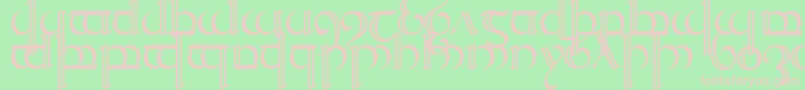 Quencap2-fontti – vaaleanpunaiset fontit vihreällä taustalla