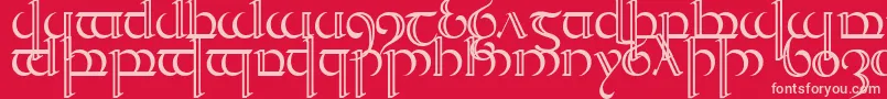 Quencap2-fontti – vaaleanpunaiset fontit punaisella taustalla