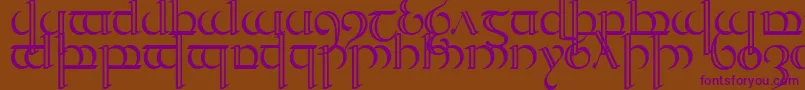 フォントQuencap2 – 紫色のフォント、茶色の背景